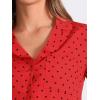 imageAllegra K Womens 1950s Vintage Long Sleeve Printed Button Down TopsDark Red Heart