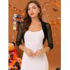 imageAllegra K Womens 34 Sleeve Sheer Mesh Shrug Open Front Cropped Bolero CardiganBlack