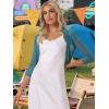 imageAllegra K Womens 34 Sleeve Sheer Mesh Shrug Open Front Cropped Bolero CardiganBlue
