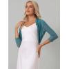 imageAllegra K Womens 34 Sleeve Sheer Mesh Shrug Open Front Cropped Bolero CardiganBlue