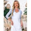 imageAllegra K Womens 34 Sleeve Sheer Mesh Shrug Open Front Cropped Bolero CardiganBlue Light