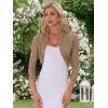 imageAllegra K Womens 34 Sleeve Sheer Mesh Shrug Open Front Cropped Bolero CardiganDark Khaki