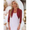 imageAllegra K Womens 34 Sleeve Sheer Mesh Shrug Open Front Cropped Bolero CardiganDeep Red