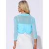 imageAllegra K Womens 34 Sleeve Sheer Mesh Shrug Open Front Cropped Bolero CardiganLight Blue