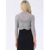 imageAllegra K Womens 34 Sleeve Sheer Mesh Shrug Open Front Cropped Bolero CardiganLight Grey