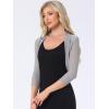 imageAllegra K Womens 34 Sleeve Sheer Mesh Shrug Open Front Cropped Bolero CardiganLight Grey