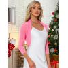 imageAllegra K Womens 34 Sleeve Sheer Mesh Shrug Open Front Cropped Bolero CardiganPinks