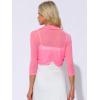 imageAllegra K Womens 34 Sleeve Sheer Mesh Shrug Open Front Cropped Bolero CardiganPinks