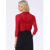 imageAllegra K Womens 34 Sleeve Sheer Mesh Shrug Open Front Cropped Bolero CardiganRed