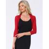 imageAllegra K Womens 34 Sleeve Sheer Mesh Shrug Open Front Cropped Bolero CardiganRed