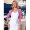 imageAllegra K Womens 34 Sleeve Sheer Mesh Shrug Open Front Cropped Bolero CardiganRose Purple