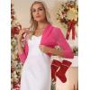 imageAllegra K Womens 34 Sleeve Sheer Mesh Shrug Open Front Cropped Bolero CardiganRose Red