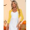 imageAllegra K Womens 34 Sleeve Sheer Mesh Shrug Open Front Cropped Bolero CardiganYellow