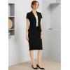 imageAllegra K Womens Business Skirt Suit Set Work Office Short Sleeve Blazer Jacket Pencil SkirtBlack