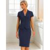 imageAllegra K Womens Business Skirt Suit Set Work Office Short Sleeve Blazer Jacket Pencil SkirtDark Blue