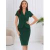imageAllegra K Womens Business Skirt Suit Set Work Office Short Sleeve Blazer Jacket Pencil SkirtDark Green