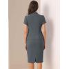 imageAllegra K Womens Business Skirt Suit Set Work Office Short Sleeve Blazer Jacket Pencil SkirtDark Grey