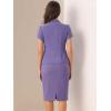 imageAllegra K Womens Business Skirt Suit Set Work Office Short Sleeve Blazer Jacket Pencil SkirtDark Purple