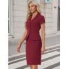 imageAllegra K Womens Business Skirt Suit Set Work Office Short Sleeve Blazer Jacket Pencil SkirtDark Red