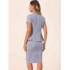 imageAllegra K Womens Business Skirt Suit Set Work Office Short Sleeve Blazer Jacket Pencil SkirtLight Purple