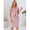 imageAllegra K Womens Business Skirt Suit Set Work Office Short Sleeve Blazer Jacket Pencil SkirtPink