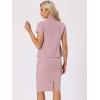 imageAllegra K Womens Business Skirt Suit Set Work Office Short Sleeve Blazer Jacket Pencil SkirtPink