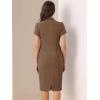 imageAllegra K Womens Business Skirt Suit Set Work Office Short Sleeve Blazer Jacket Pencil SkirtRust Brown