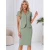 imageAllegra K Womens Business Skirt Suit Set Work Office Short Sleeve Blazer Jacket Pencil SkirtSea Green
