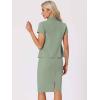 imageAllegra K Womens Business Skirt Suit Set Work Office Short Sleeve Blazer Jacket Pencil SkirtSea Green