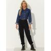 imageAllegra K Womens Button Down Denim Jacket Check Cuffs Casual Cropped Jean JacketsDenim Blue