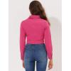 imageAllegra K Womens Button Down Denim Jacket Check Cuffs Casual Cropped Jean JacketsFuchsia