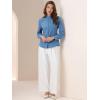 imageAllegra K Womens Button Down Office Top Long Sleeve Formal Mandarin Collar ShirtDusty Blue
