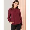 imageAllegra K Womens Button Down Office Top Long Sleeve Formal Mandarin Collar ShirtWine Red