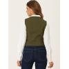 imageAllegra K Womens Denim Vest Waistcoat Button V Neck Western Casual Jean Sleeveless Crop JacketArmy Green