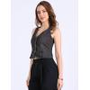 imageAllegra K Womens Denim Vest Waistcoat Button V Neck Western Casual Jean Sleeveless Crop JacketBlack