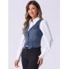 imageAllegra K Womens Denim Vest Waistcoat Button V Neck Western Casual Jean Sleeveless Crop JacketBlue