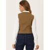 imageAllegra K Womens Denim Vest Waistcoat Button V Neck Western Casual Jean Sleeveless Crop JacketBrown