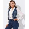 imageAllegra K Womens Denim Vest Waistcoat Button V Neck Western Casual Jean Sleeveless Crop JacketDark Blue