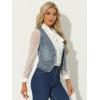 imageAllegra K Womens Denim Vest Waistcoat Button V Neck Western Casual Jean Sleeveless Crop JacketDusty Blue
