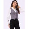 imageAllegra K Womens Denim Vest Waistcoat Button V Neck Western Casual Jean Sleeveless Crop JacketGray