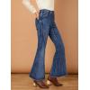 imageAllegra K Womens Flare Jeans 70s Vintage High Waist Stretch Denim Bell Bottom JeansBlue