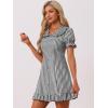 imageAllegra K Womens Gingham Checks Ruffled Peter Pan Collar Cute Mini DressBlack White