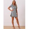 imageAllegra K Womens Gingham Checks Ruffled Peter Pan Collar Cute Mini DressBlack White