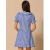 imageAllegra K Womens Gingham Checks Ruffled Peter Pan Collar Cute Mini DressBlue