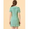 imageAllegra K Womens Gingham Checks Ruffled Peter Pan Collar Cute Mini DressBlue Yellow