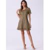 imageAllegra K Womens Gingham Checks Ruffled Peter Pan Collar Cute Mini DressDark Brown