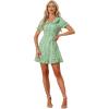imageAllegra K Womens Gingham Checks Ruffled Peter Pan Collar Cute Mini DressGreen White