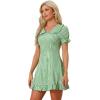 imageAllegra K Womens Gingham Checks Ruffled Peter Pan Collar Cute Mini DressGreen White