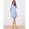 imageAllegra K Womens Gingham Checks Ruffled Peter Pan Collar Cute Mini DressLight Blue