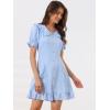 imageAllegra K Womens Gingham Checks Ruffled Peter Pan Collar Cute Mini DressLight Blue
